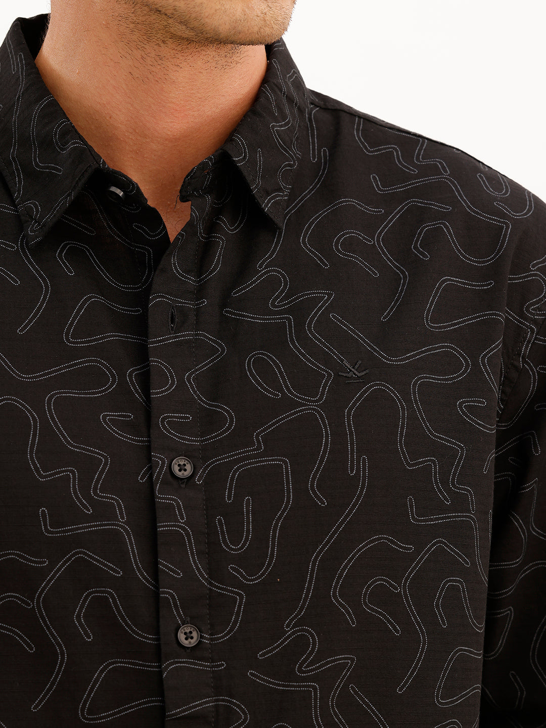 Comfort Fit Full Sleeve AOP Shirt | Black