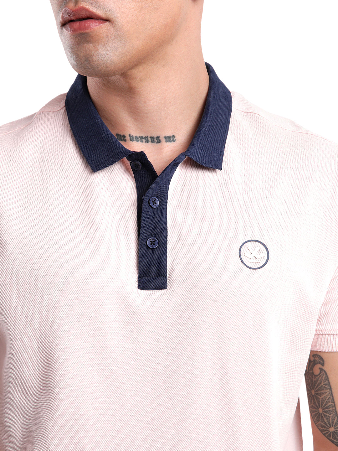 Pink Swerve Contrast Polo T-Shirt