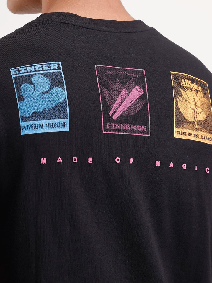 Oversized Placement Printed T-Shirt | Black