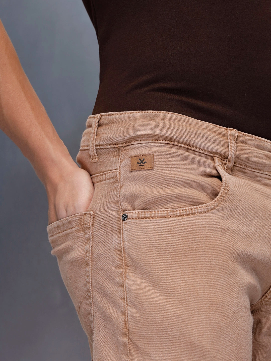 Men's Casual Straight Fit Denim Trousers  | Khaki