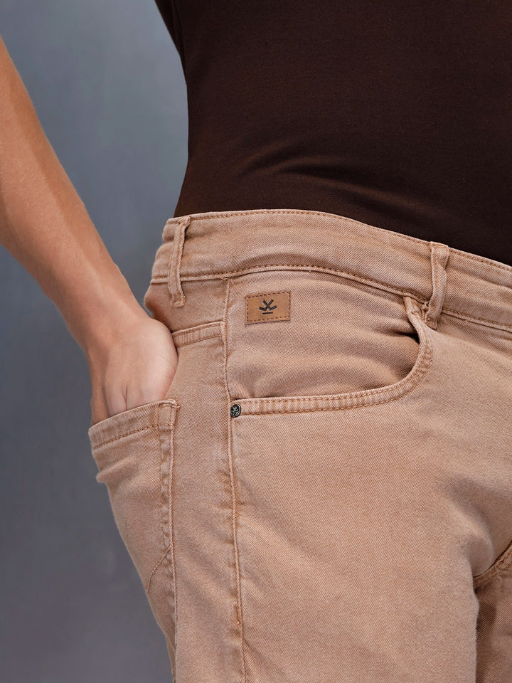 Men's Casual Straight Fit Denim Trousers  | Khaki