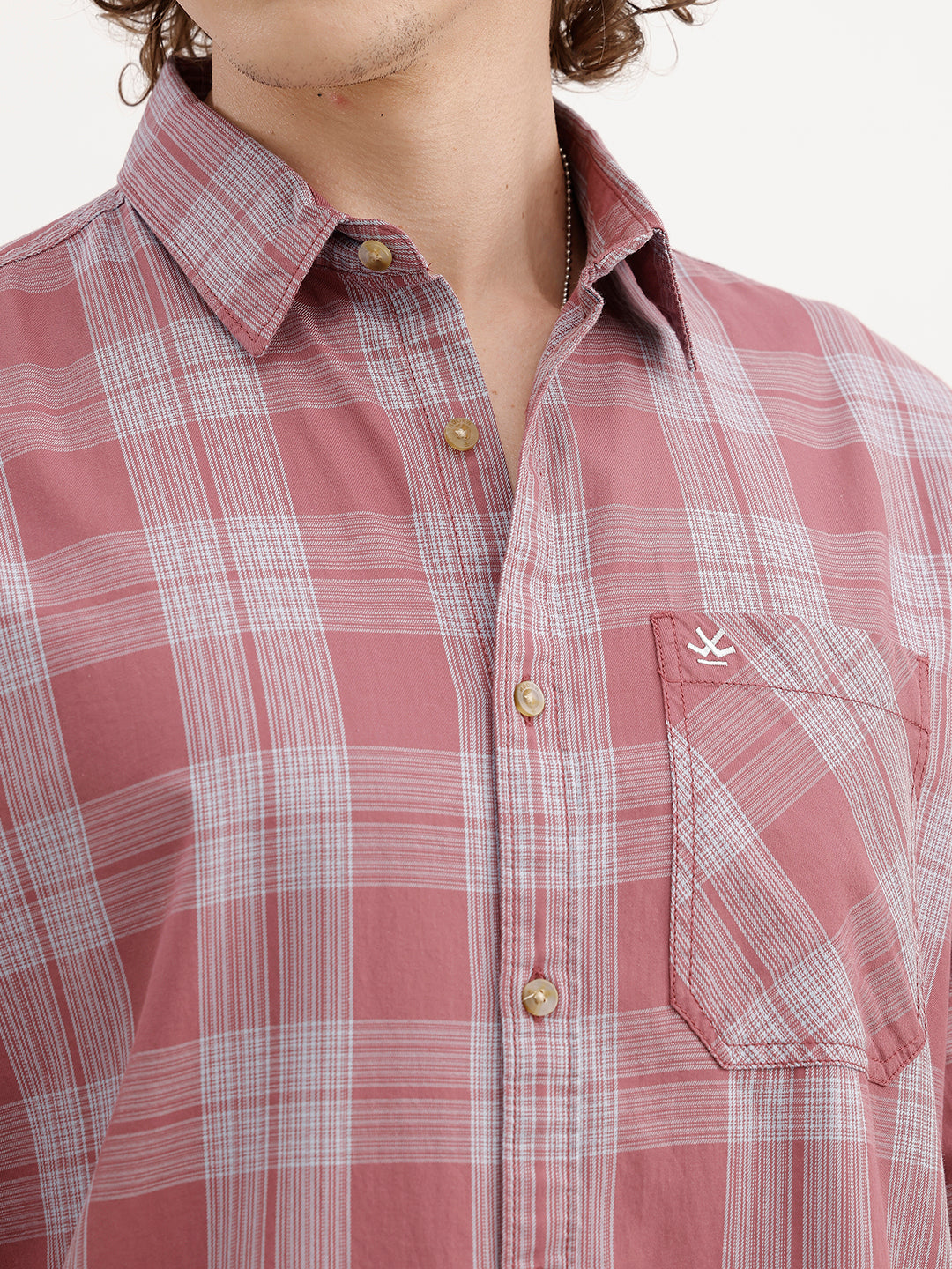 Regular Fit Checkered Shirt | Dark Pink
