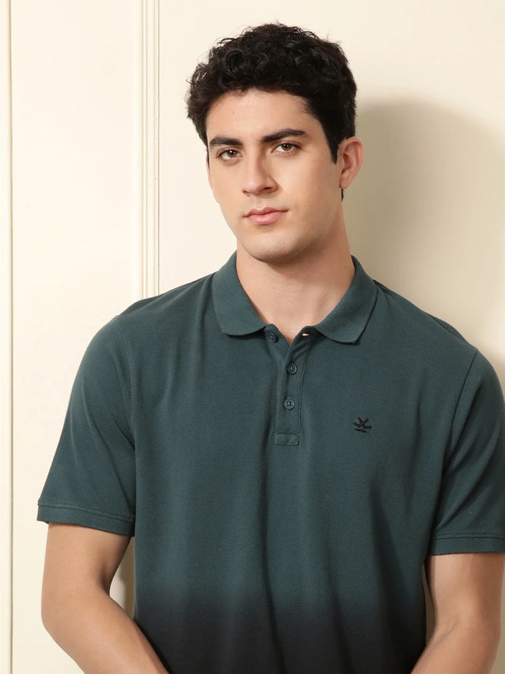 Washed Slim Fit Polo T-Shirt in Teal