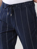 Striper Navy Drawstring Trouser