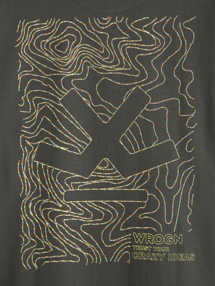 Stitch Printed Oversized Fit T-Shirt | Charcoal