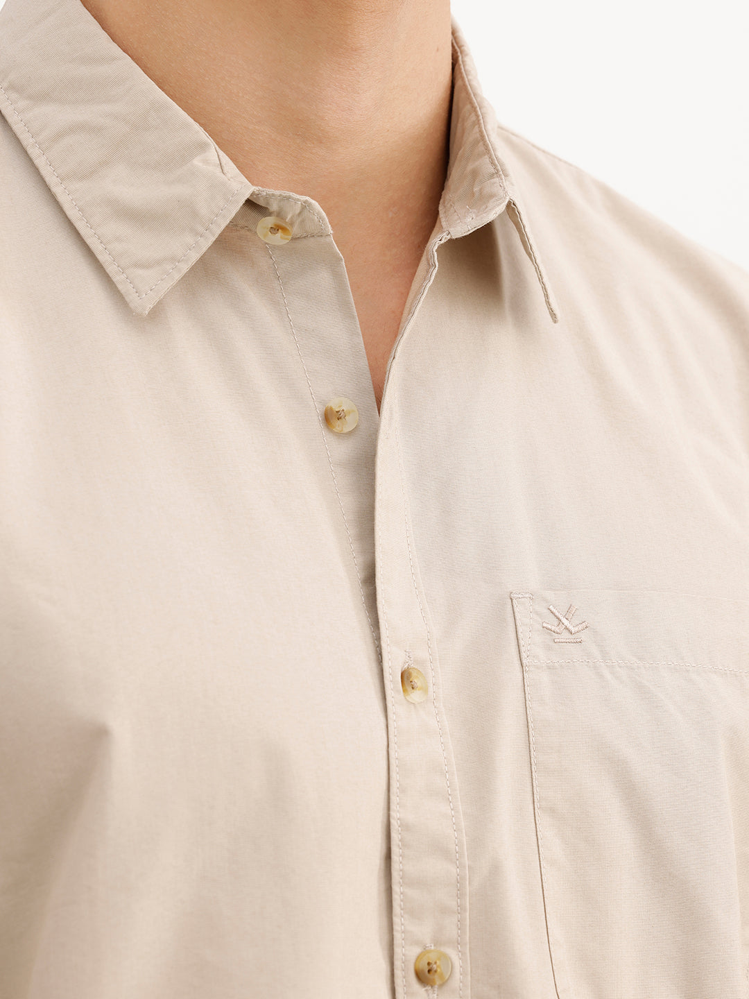 Solid Regular Fit Full Sleeve Shirt | Beige