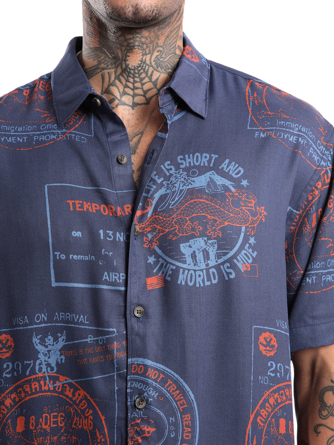 Viscose Navy AOP Shirt