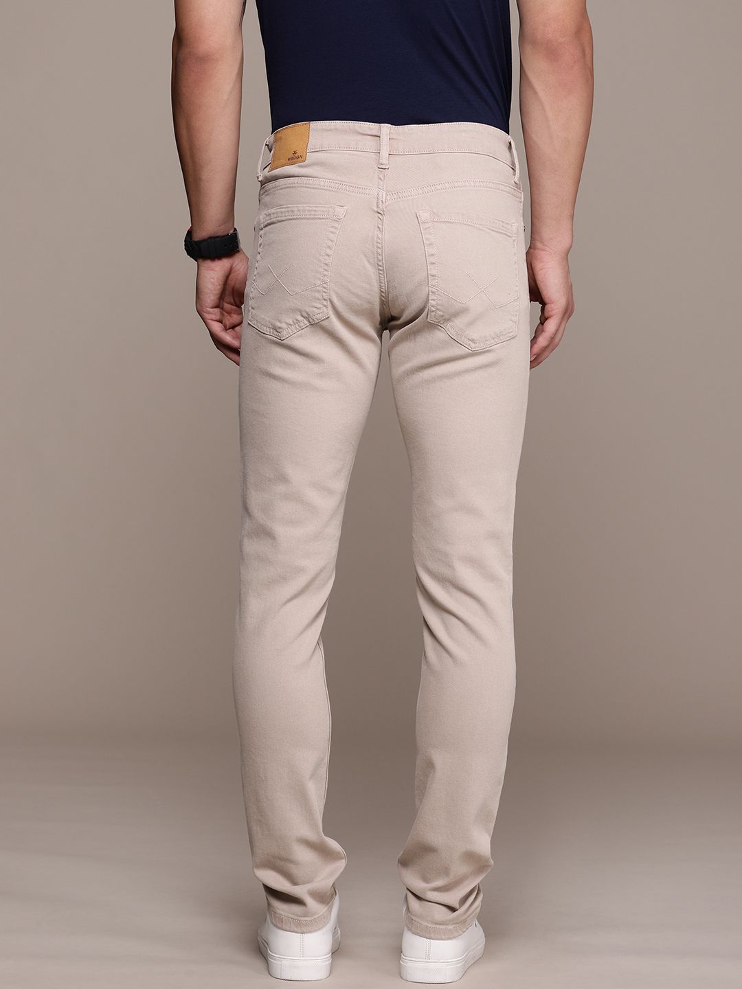 Durable Straight Fit Beige Jeans