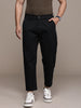 Solid Black Woven Chinos Trousers