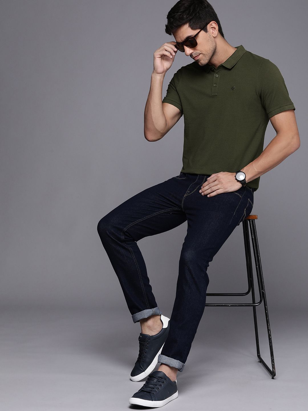 Basic Olive Polo Collar T-Shirt