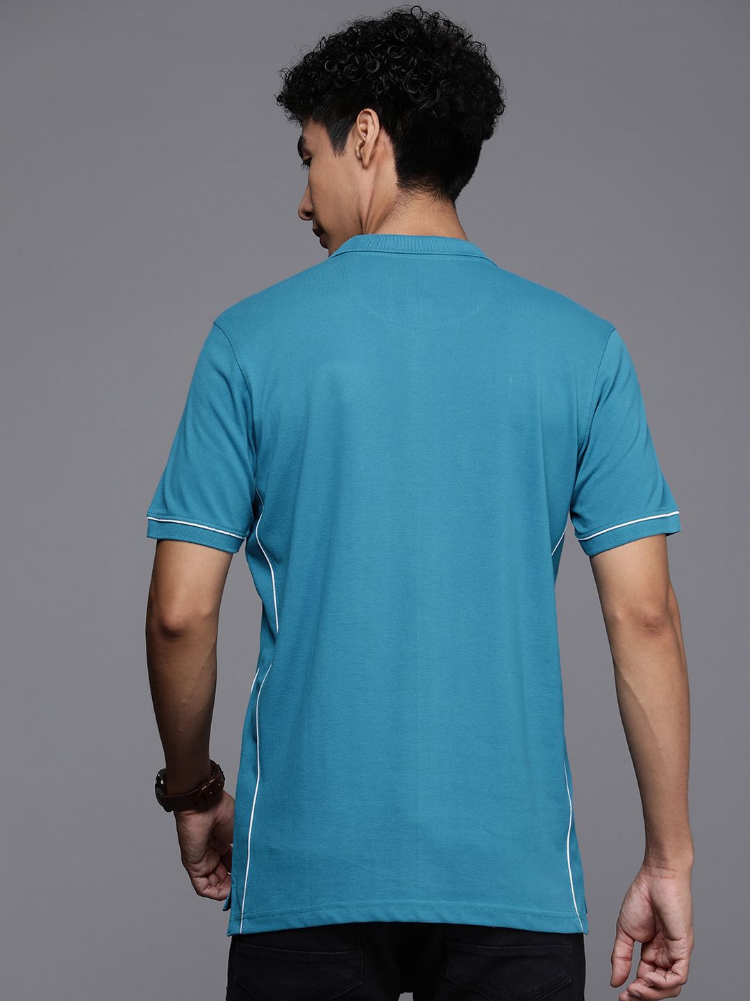 Blue Lined Polo Collar T-Shirt