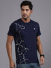 Navy Foil Print Crew Neck T-Shirt