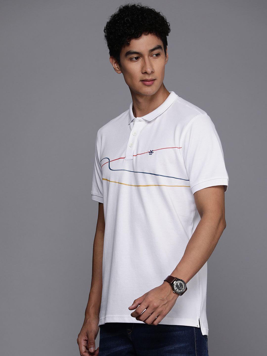 Quirky Stripes White Polo T-Shirt