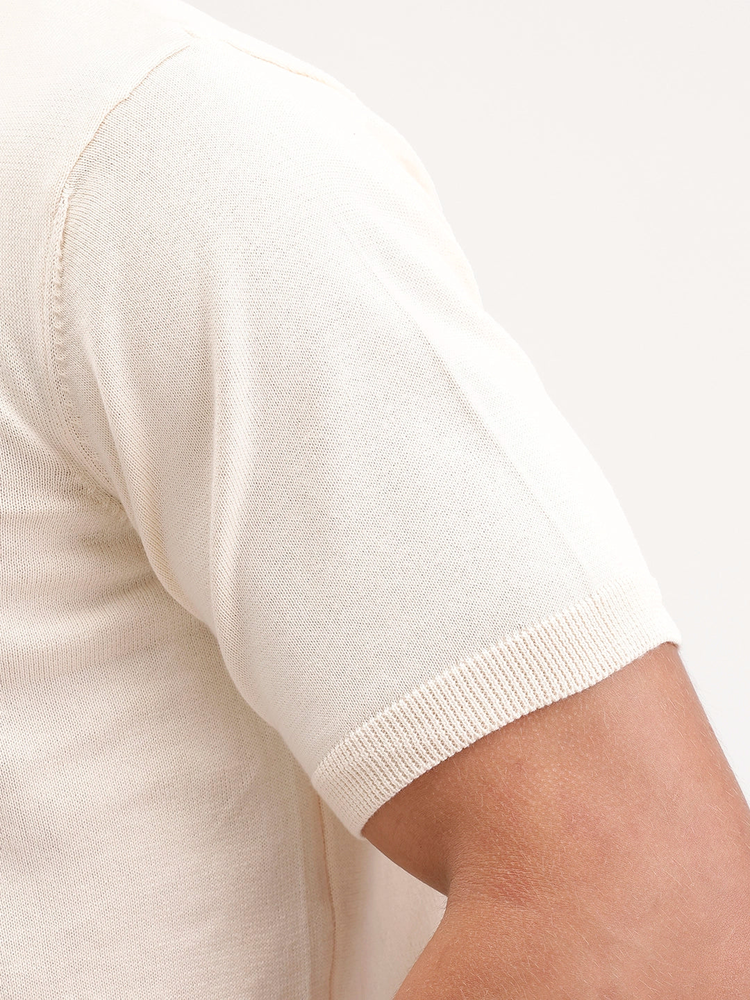 Slim Fit Flat Knit Polo T-Shirt | Beige