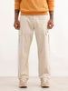 Solid Loose Fit Cargo Trouser | Beige