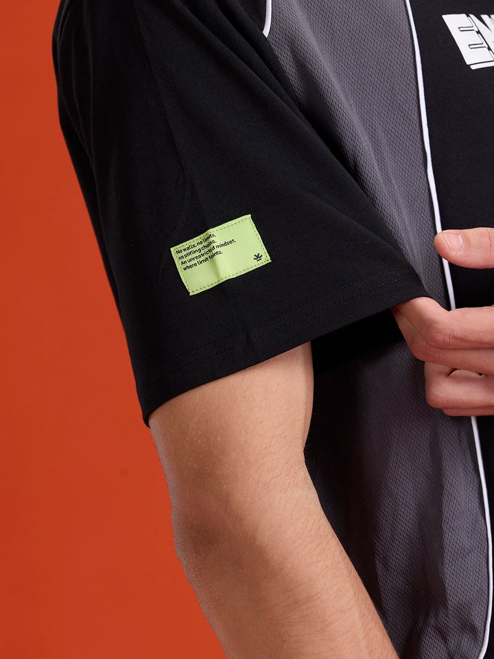 Casual Men Sporty Look Oversized Fit Tee With Print | Black