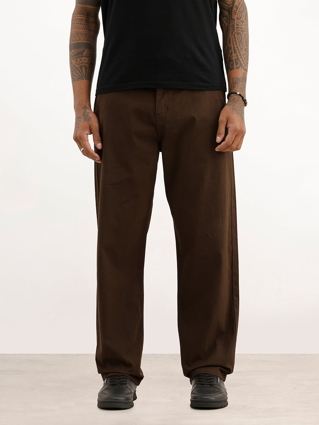 Solid Loose Fit Trouser | Brown