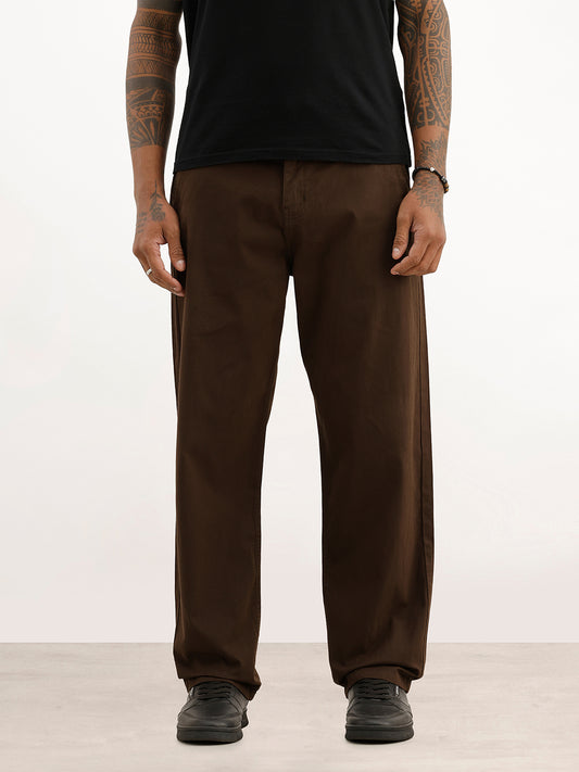 Solid Loose Fit Trouser | Brown