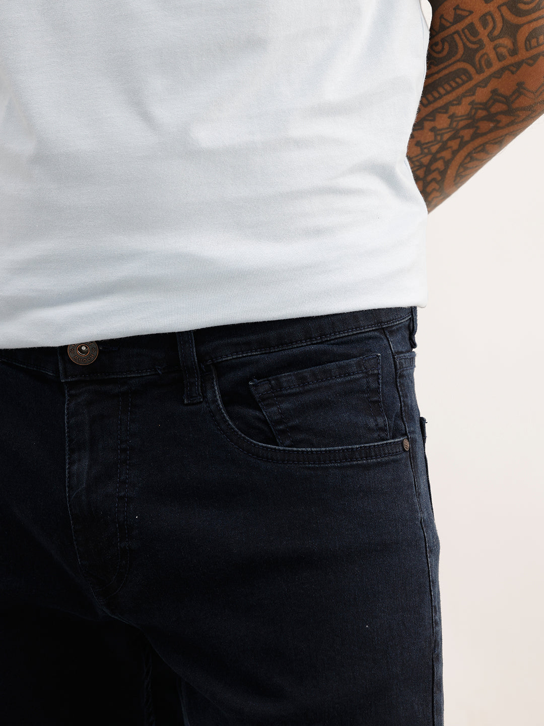 Solid Slim Fit Denim Jeans | Dark Blue