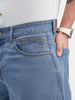 Loose Fit Textured Denim Jeans | Light Blue