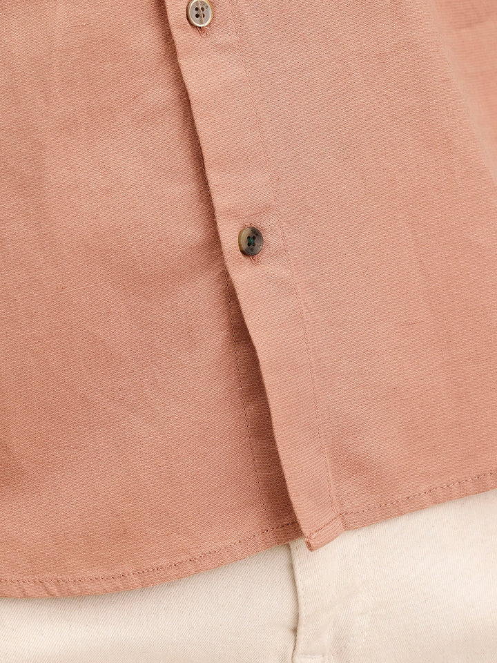 Regular Fit Linen Blend Shirt | Light Brown