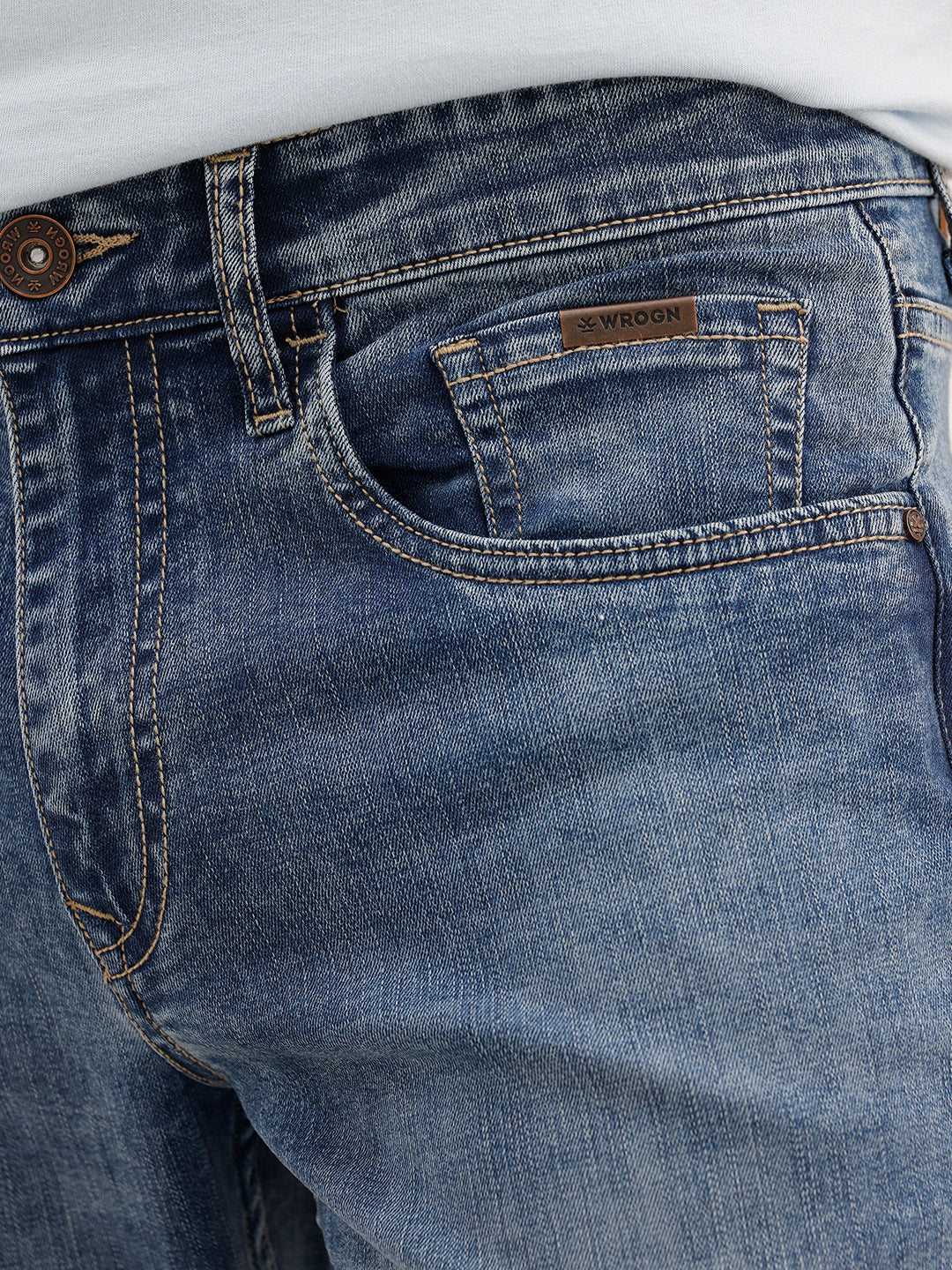 Straight Fit Washed Denim Cargo | Light Blue