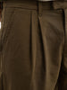 Solid Anti Fit Double Pleated Trouser | Olive