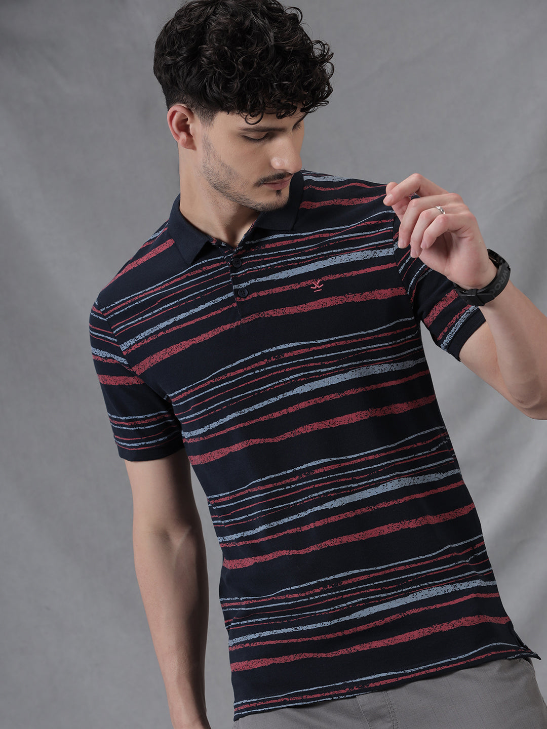 Casual Strings Navy Polo T-Shirt