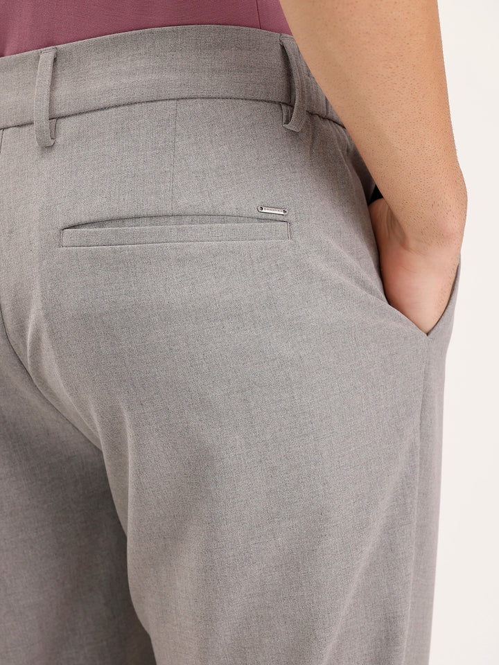 Solid Straight Fit Trouser | Grey