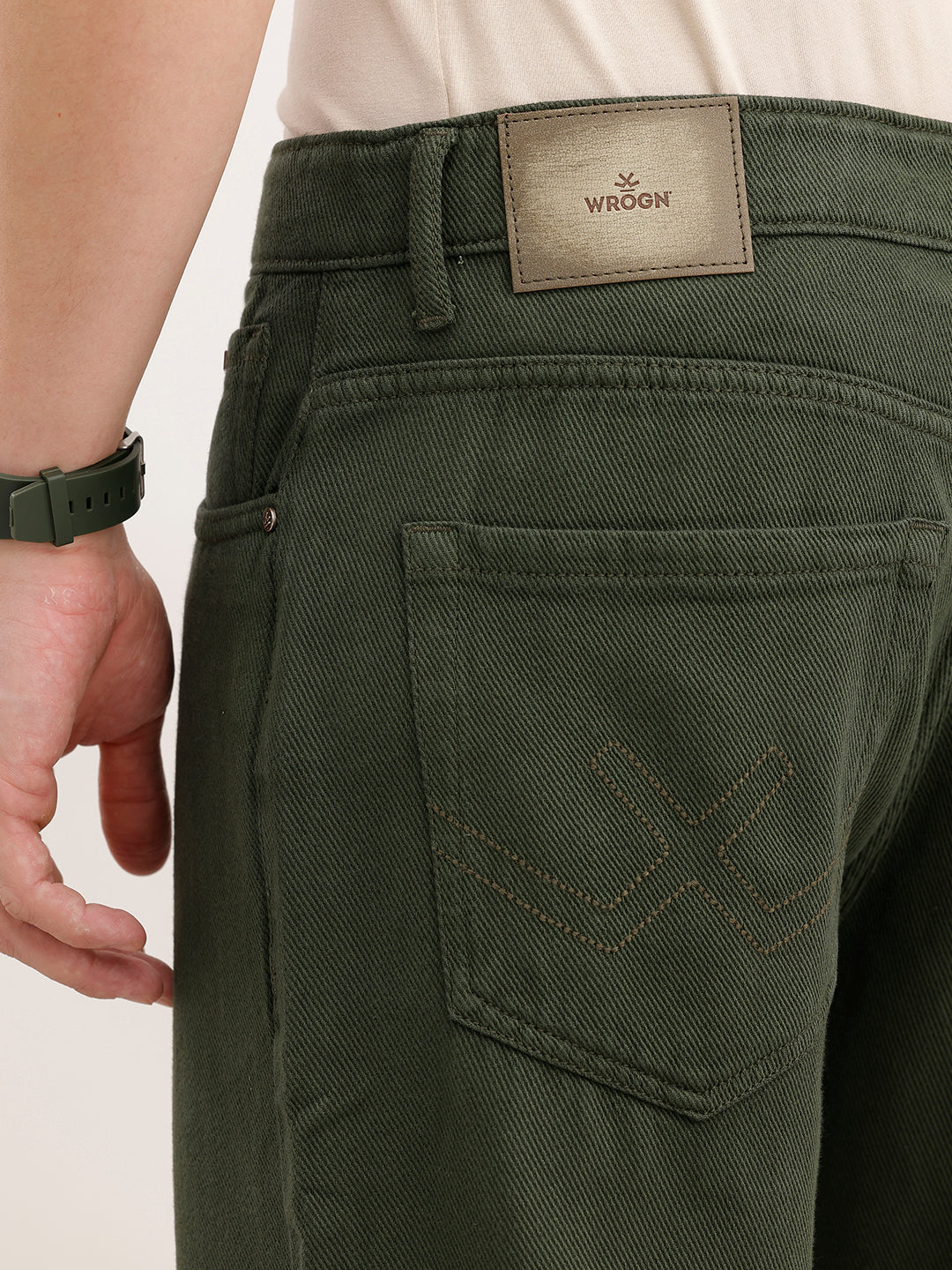 Solid Anti Fit Denim Jeans | Olive
