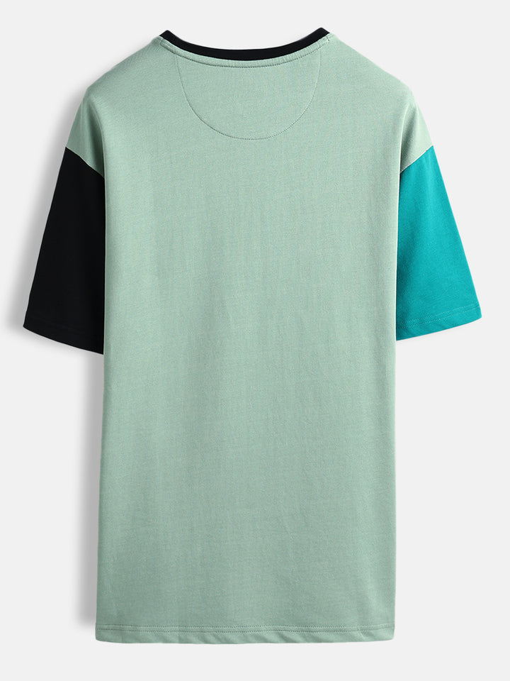 Color-block graphic oversized T-shirt | Green