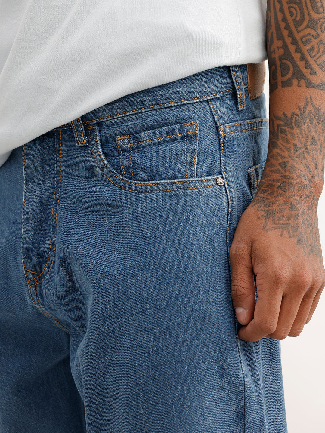 Loose Fit Faded Denim Jeans | Light Blue