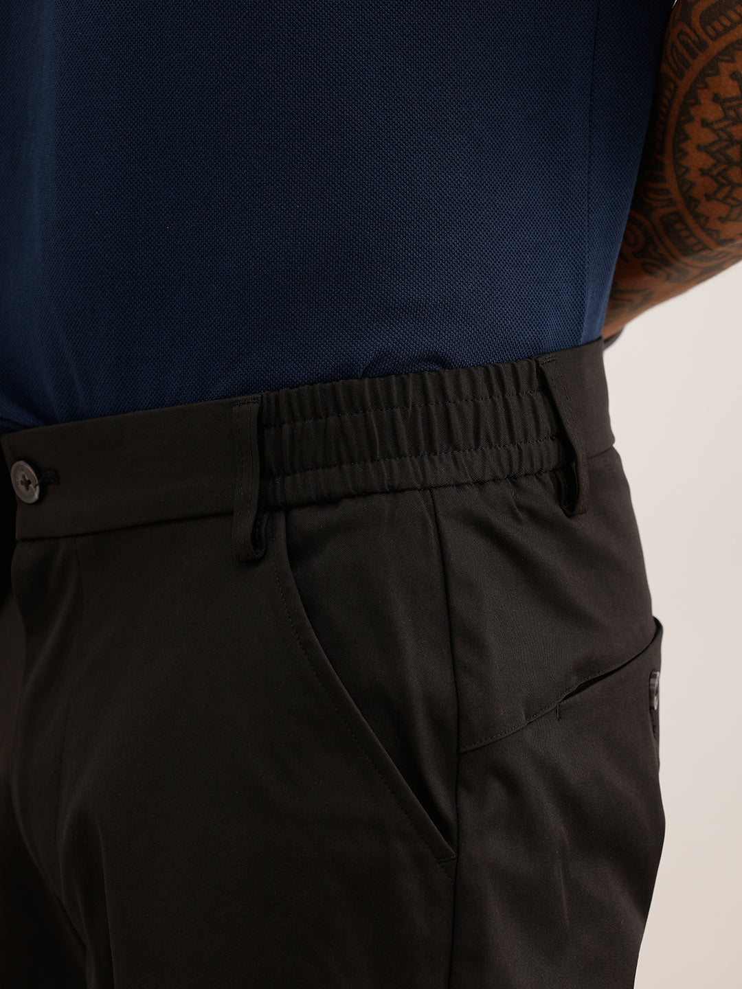 Solid Straight Fit Blended Trouser | Black | WTR0200SR4064S