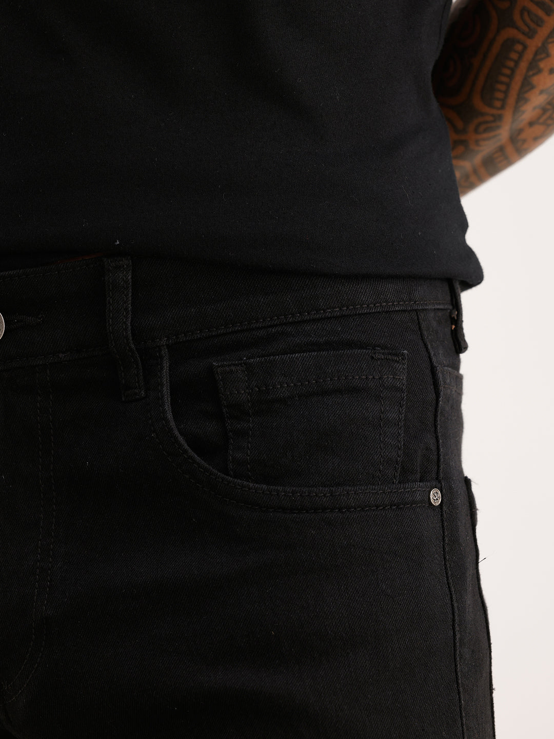 Solid Slim Fit Denim Jeans | Black