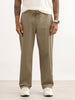 Solid Textured Loose Fit Trouser | Olive