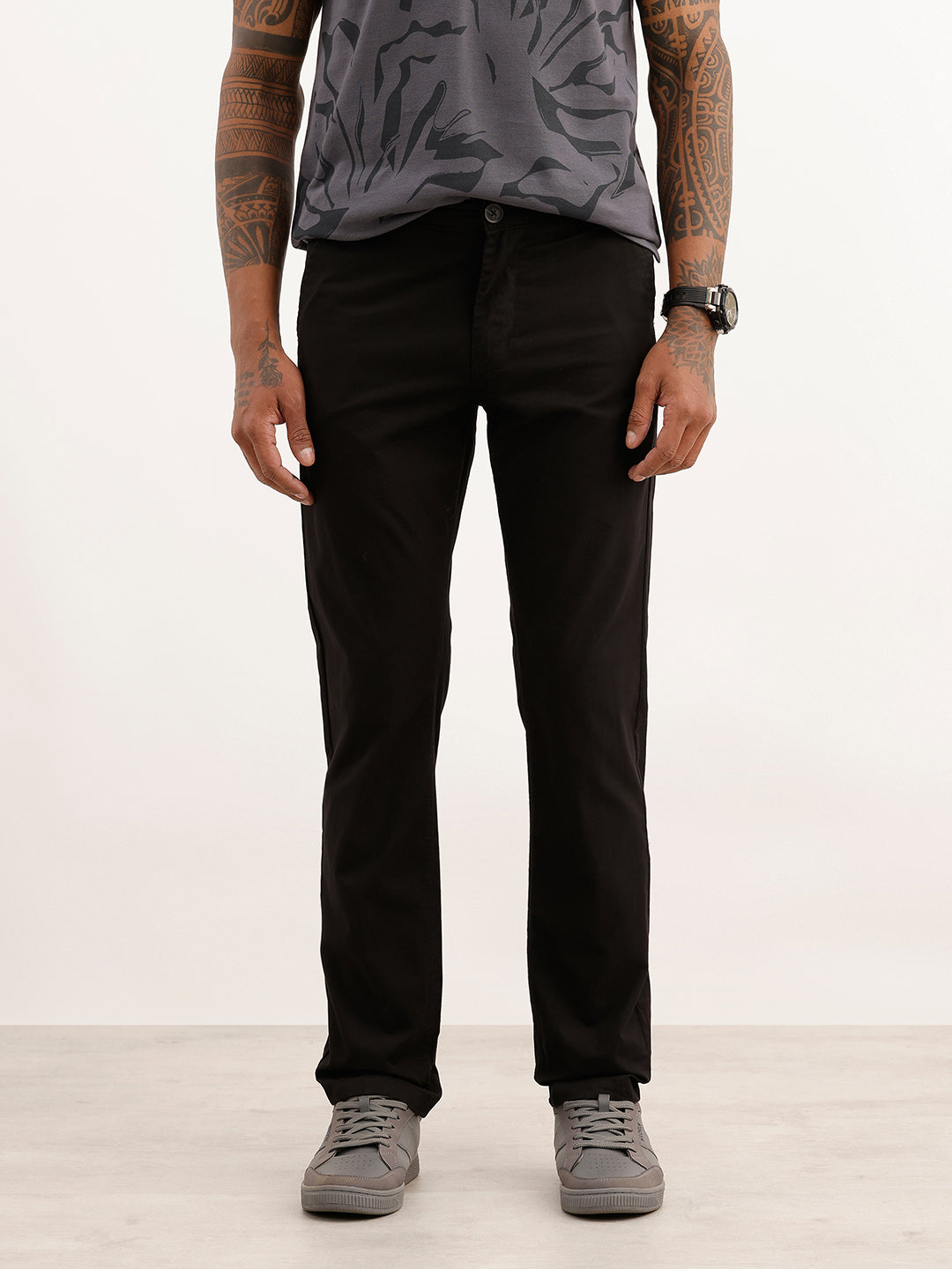 Solid Slim Fit Trouser | Black