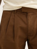 Solid Anti Fit Double Pleated Trouser | Brown