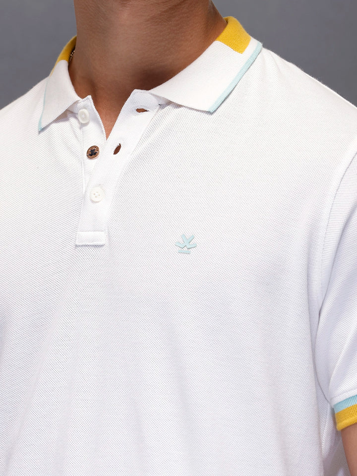 Men's Contrast Tipping Polo T-shirt  |  White
