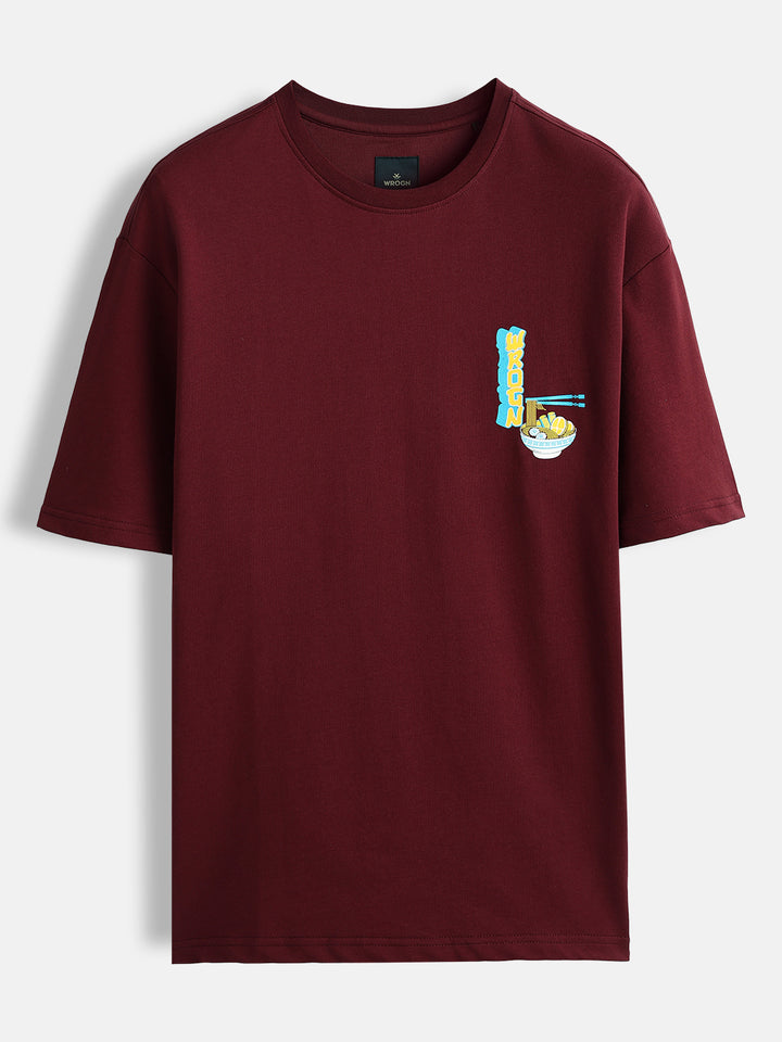 Minimal chest print T-shirt | Maroon