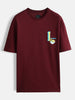 Minimal chest print T-shirt | Maroon