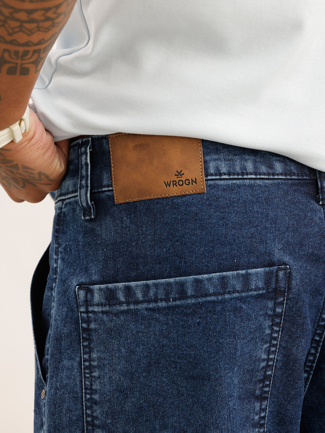 Solid Cargo Fit Denim Jeans | Light Blue | WSJN1086M