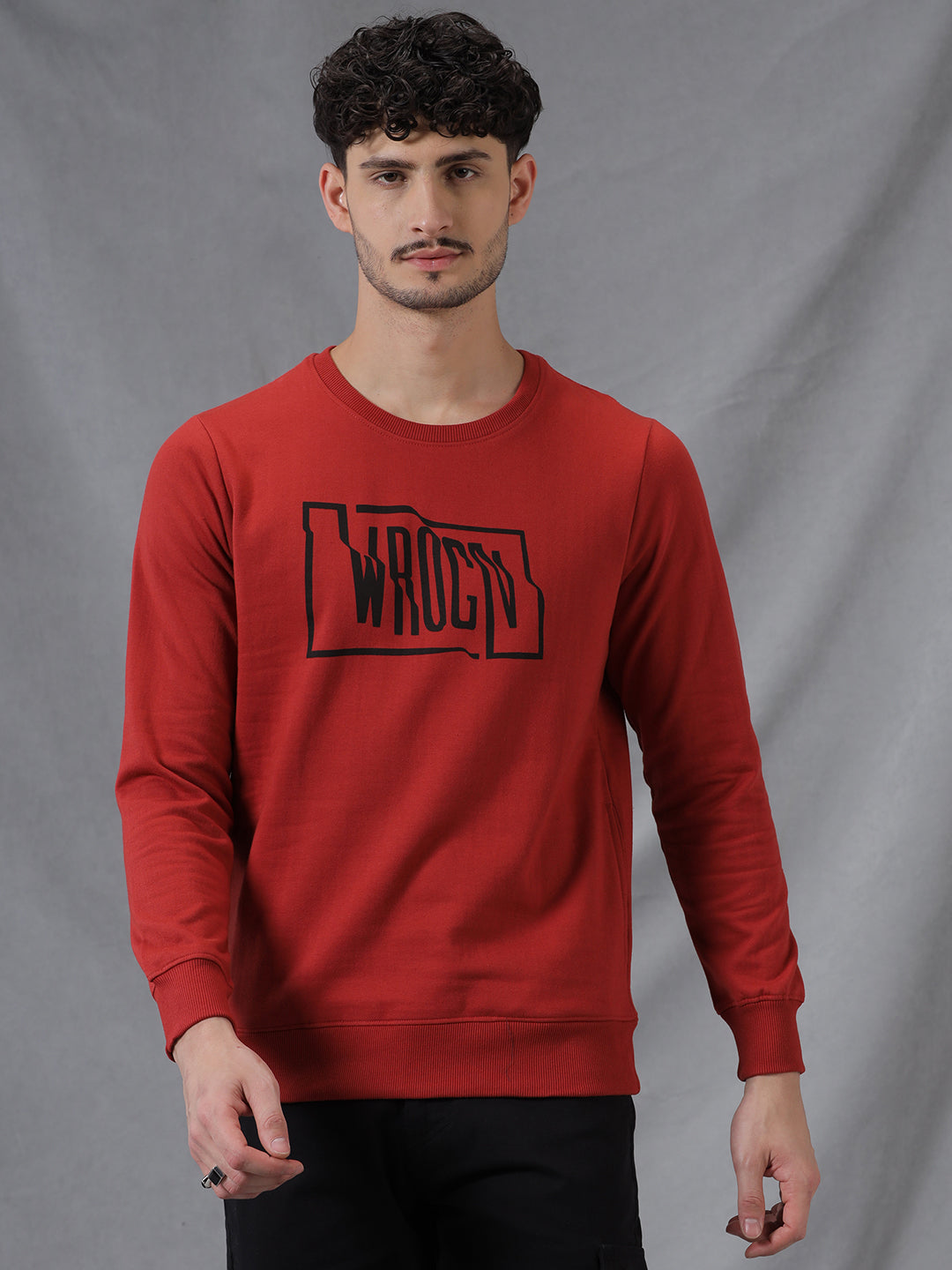 Wrogn in Red Printed Sweatshirt