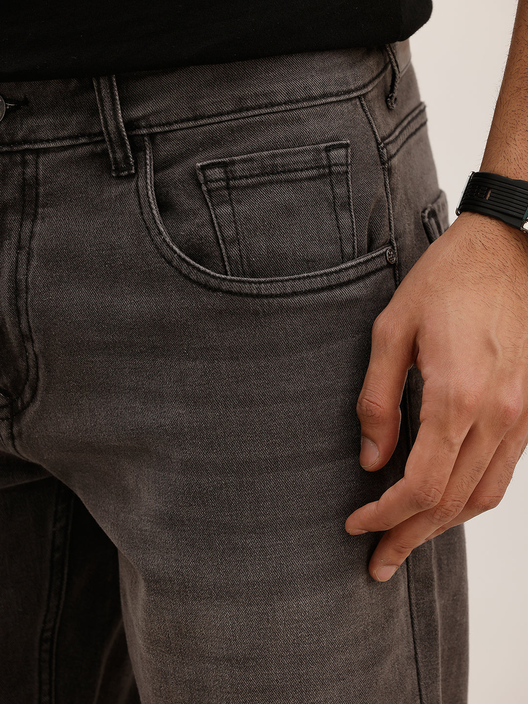 Washed Skinny Crop Denim Jeans | Dark Grey