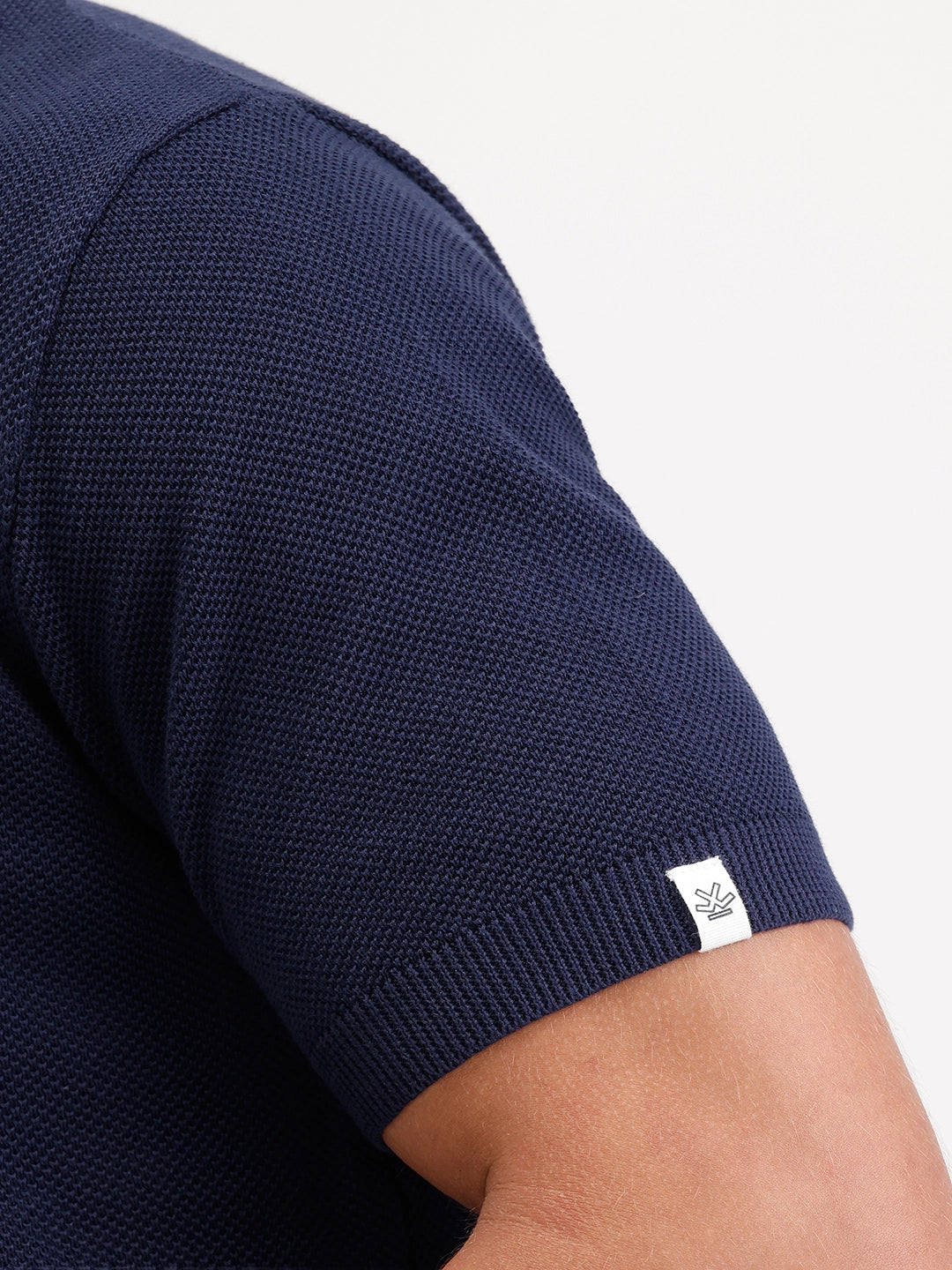 Slim Fit Flat Knit Polo T-Shirt | Navy