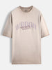 Casual oversized T-shirt with statement chest print & Embroidery | Brown