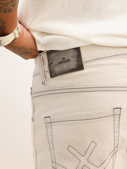 Contrast Stitch Slim Fit Denim Jeans | Grey