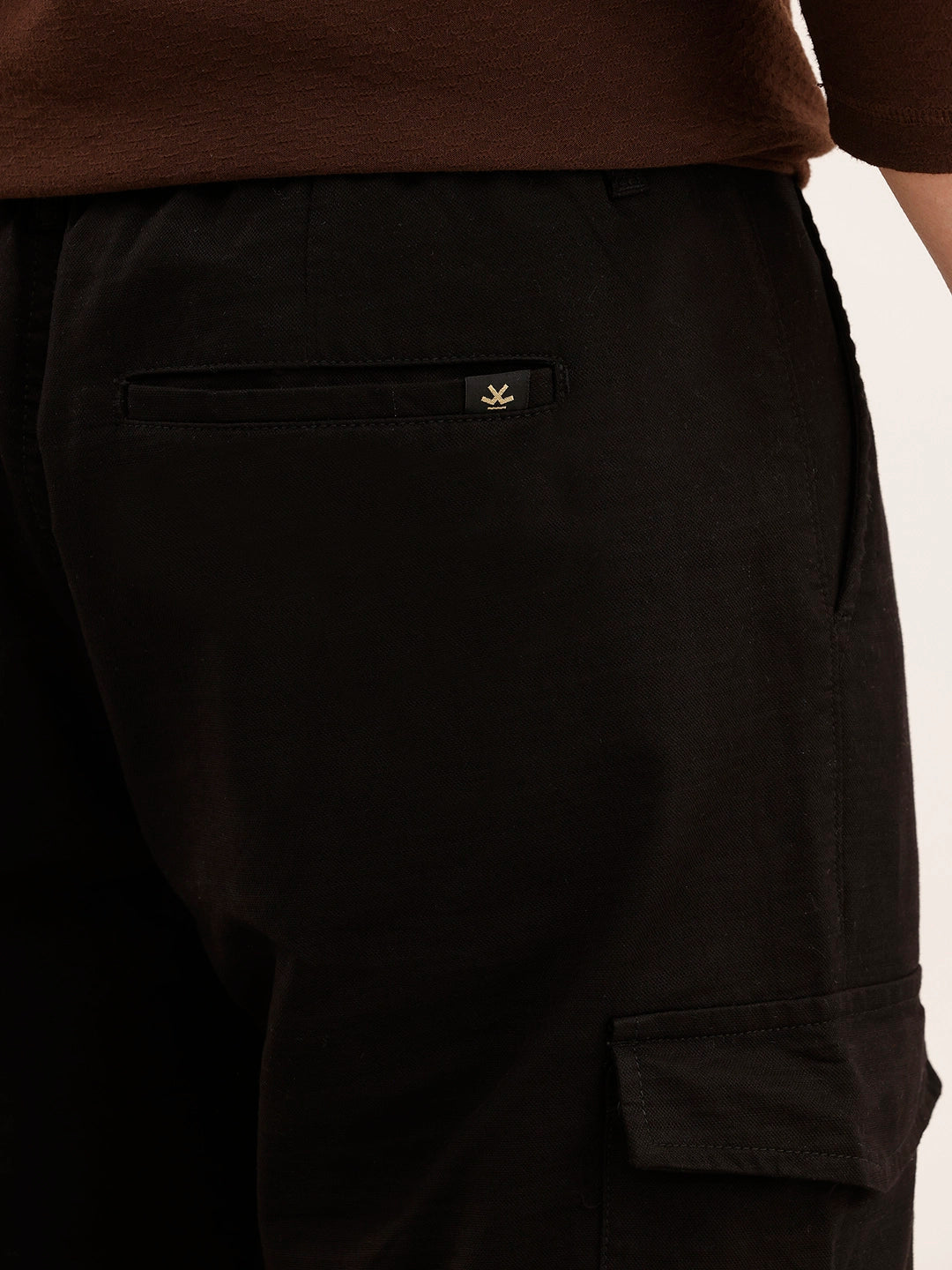 Anti Fit Solid Cargo Trouser | Black
