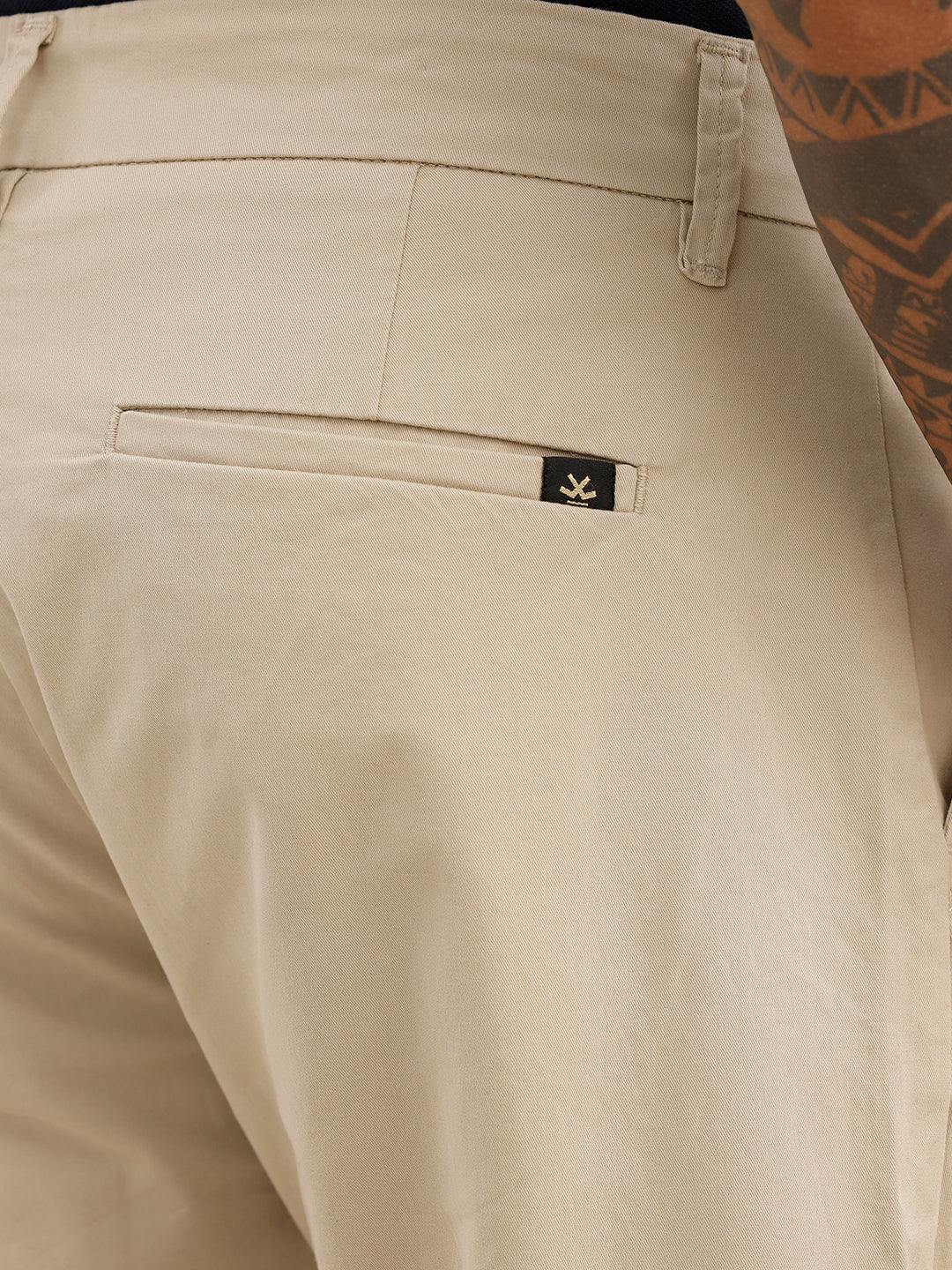 Solid Anti Fit Double Pleated Trouser | Beige