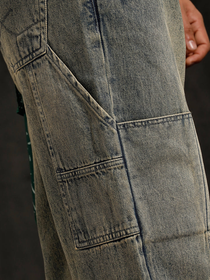 Slanted Pocket Loose Fit Jeans | Blue