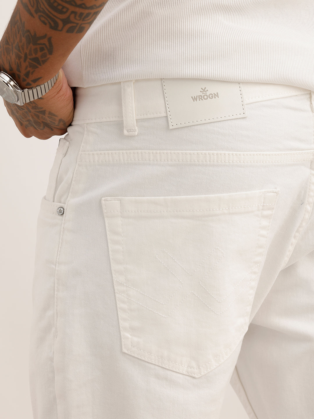 Solid Slim Fit Denim Jeans | White